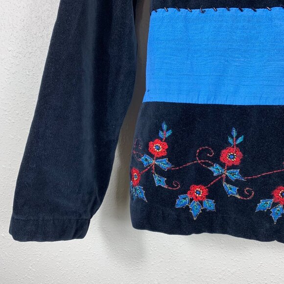 VTGJM Collection Patchwork Floral Embroidered Beaded Velour Jacket Sz Large - Picture 2 of 7